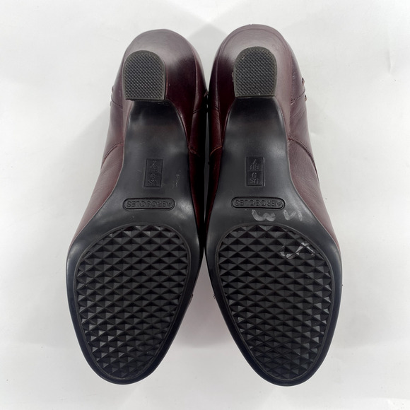 Aerosoles Soto Album Pumps Womens Sz 9 Brown Leather Buckle Whipstitch Cap Toe - Picture 5 of 11